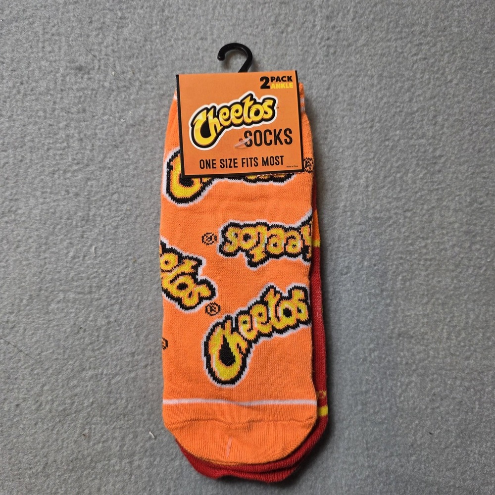 Cheetos Socks Mens One Size Orange Novelty Ankle Low Cut 2 Pack Flamin Hot